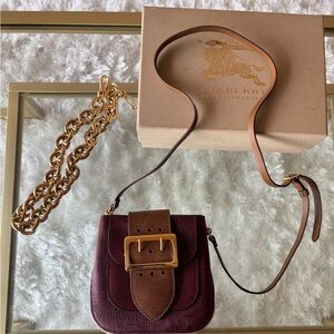 Burberry Burgundy Leather Crossbody Bag mini belt bag. Perfect condition